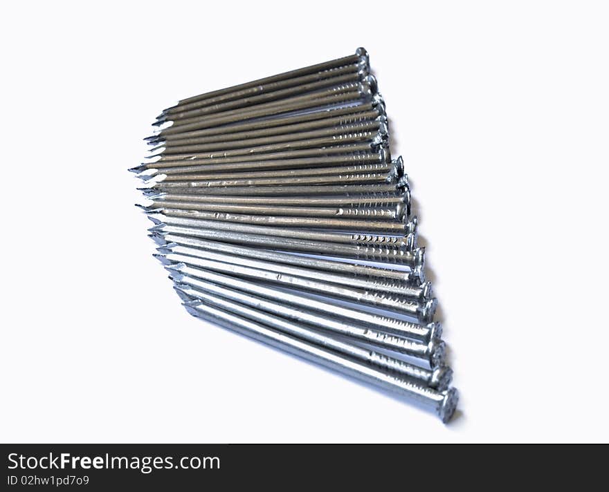 Steel nails isolated on the white background