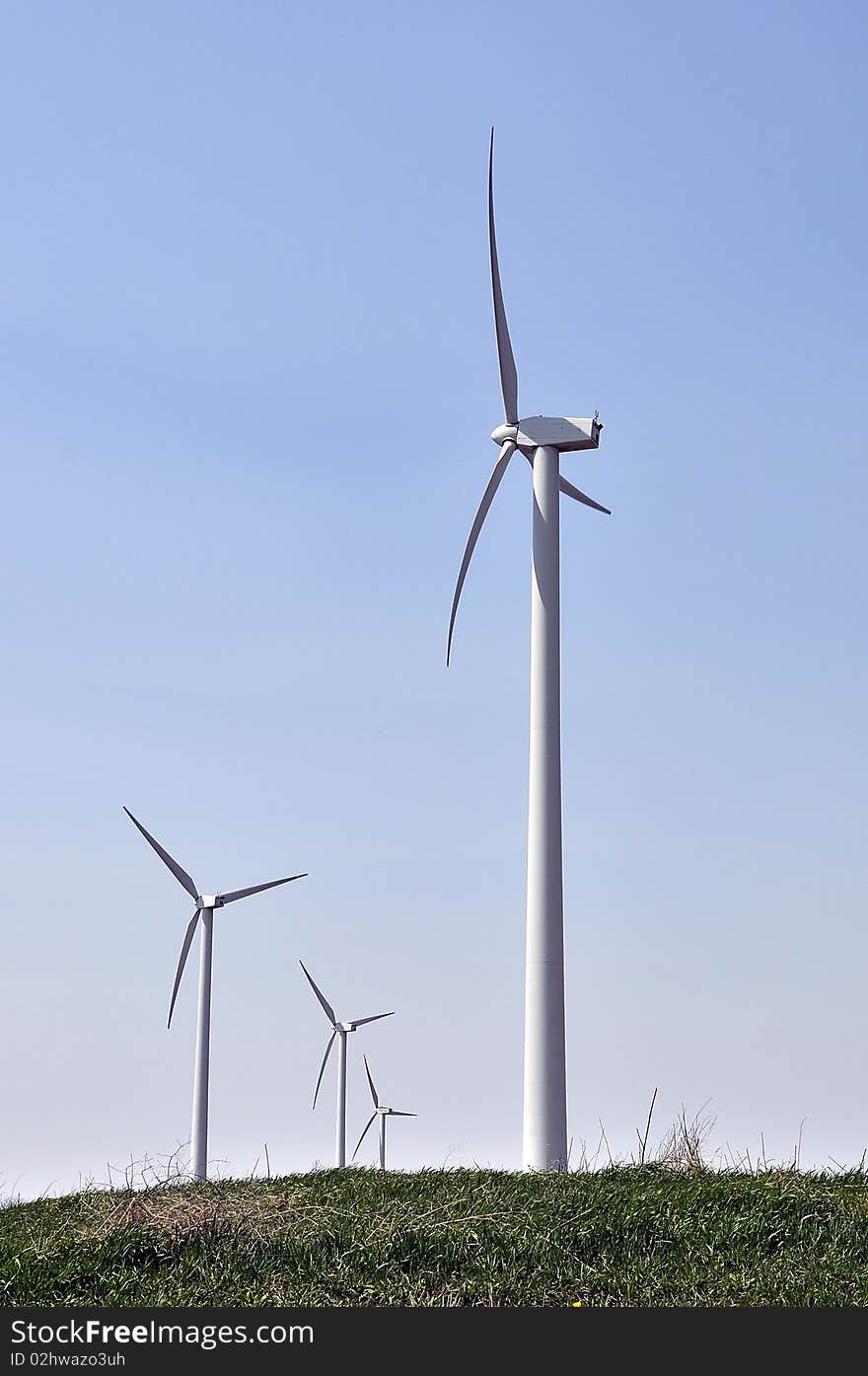 A group of wind turbines in Dekalb, illinois