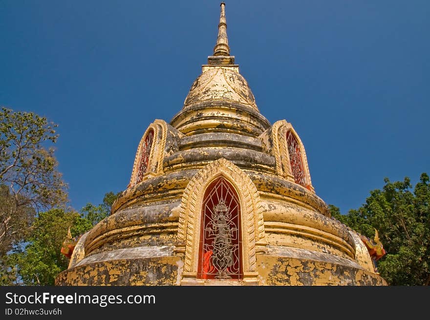 Ancient thai temple,  clear sky