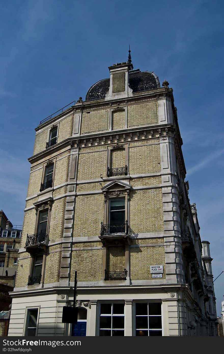 Tall old building in the center of London. Tall old building in the center of London