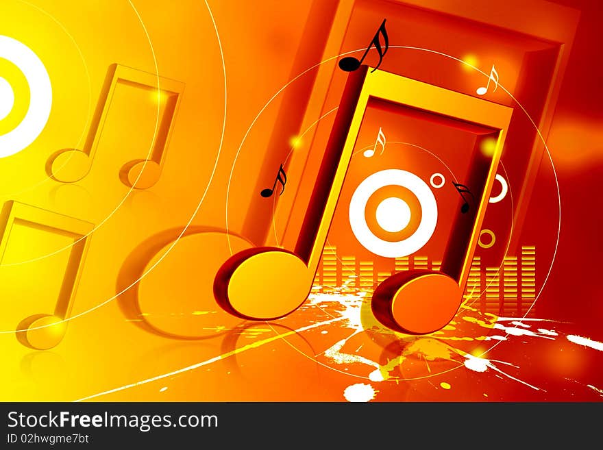 Digital illustration of musical symbol in color background. Digital illustration of musical symbol in color background