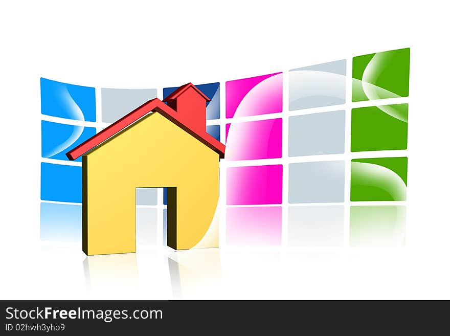 Digital illustration of real estate symbol in color background. Digital illustration of real estate symbol in color background