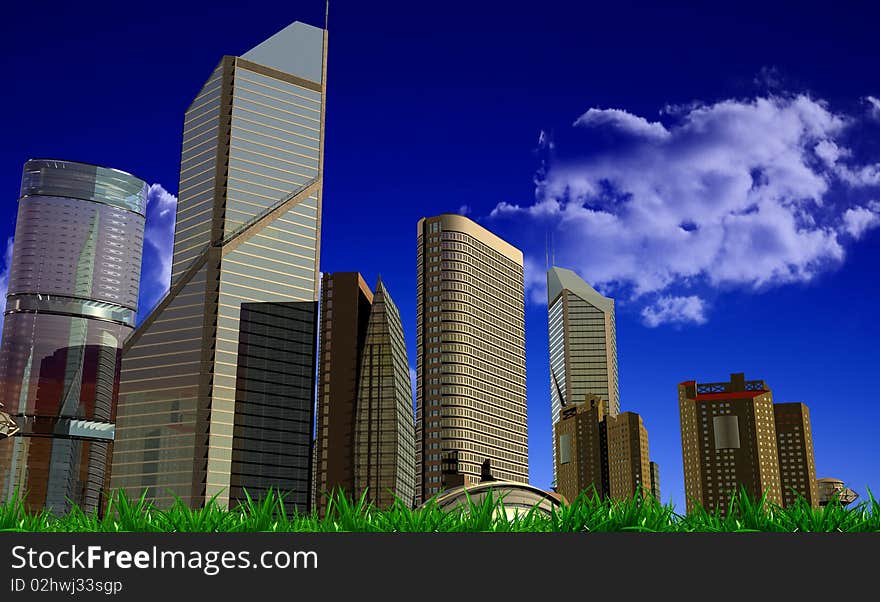 Modern building on a background sky