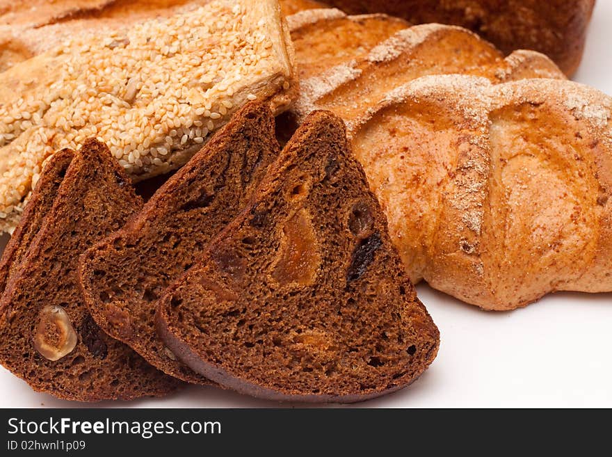 Bread with dried apricots close