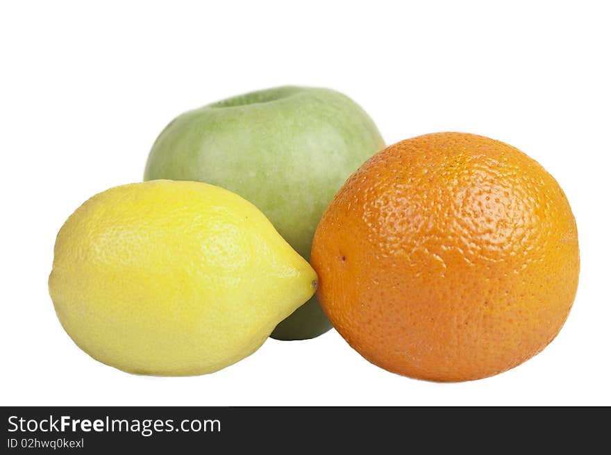 Composition of three fruits with clipping path. Composition of three fruits with clipping path