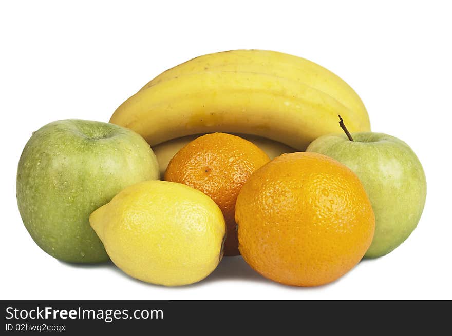 Assorted fruits isolated on white background (with clipping path)