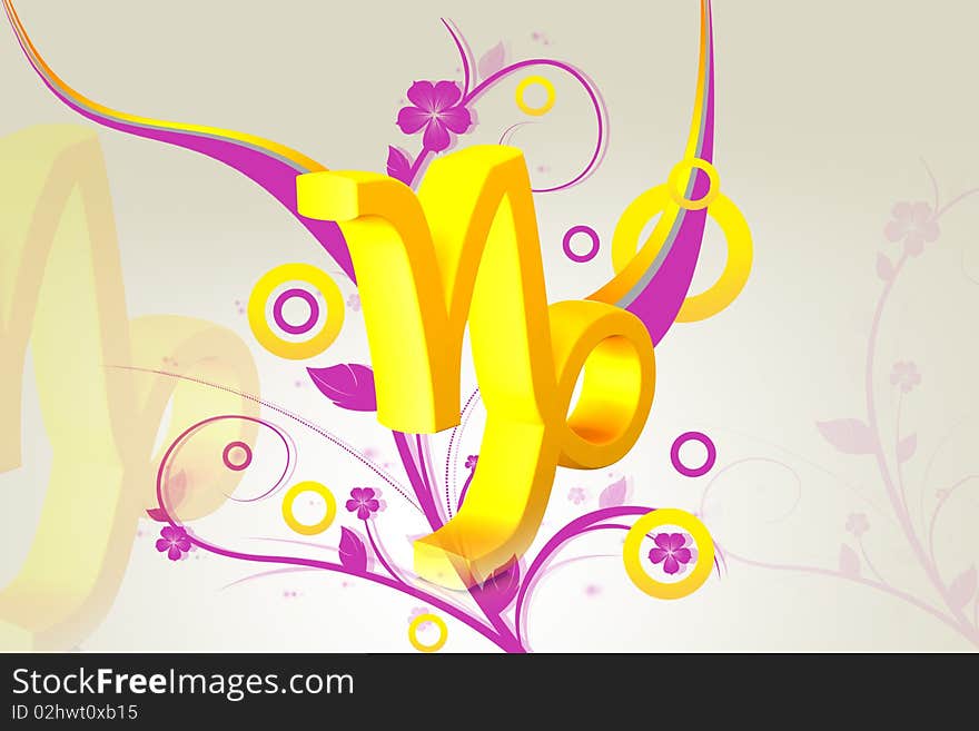 Digital illustration of Zodiac symbol in color background