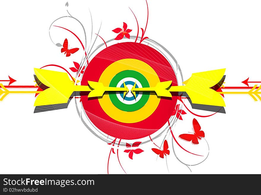 2d illustration of arrow target point in color background