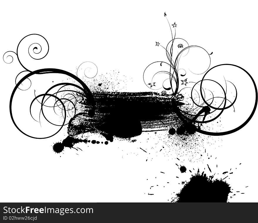 Abstract black grungy background with splatters