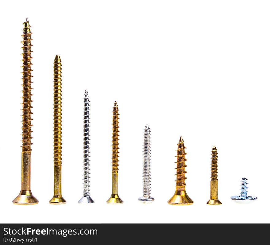 A lot of screws horisontally descending aligned