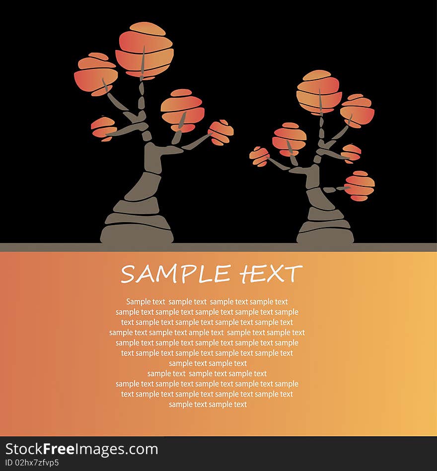 Card design with stylized trees and text for you