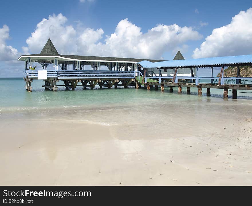 Pier jetty caribbean sea and beach. Pier jetty caribbean sea and beach