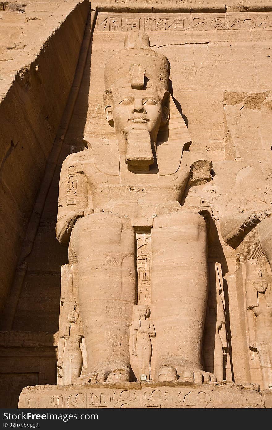 Stone statue in the temple of the Egyptian Pharaoh. Stone statue in the temple of the Egyptian Pharaoh