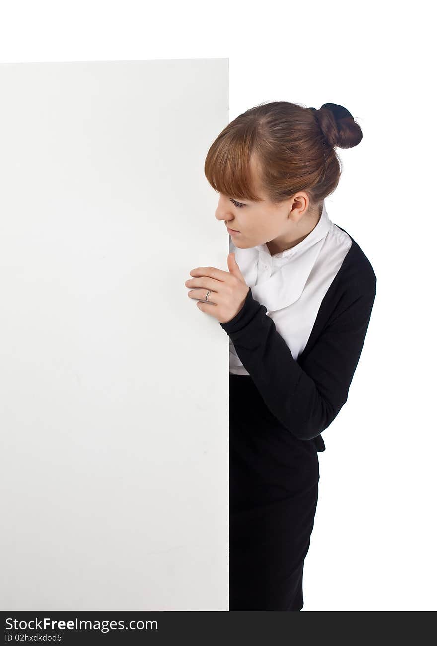 Girl with blank whiteboard