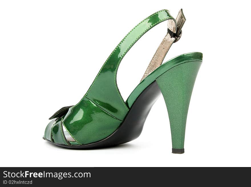 Green High Heels Shoe isolated on white background