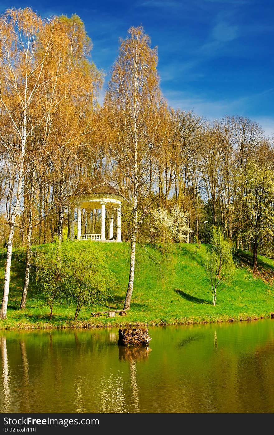 Wonderful pond and nice birches reflection. Wonderful pond and nice birches reflection.