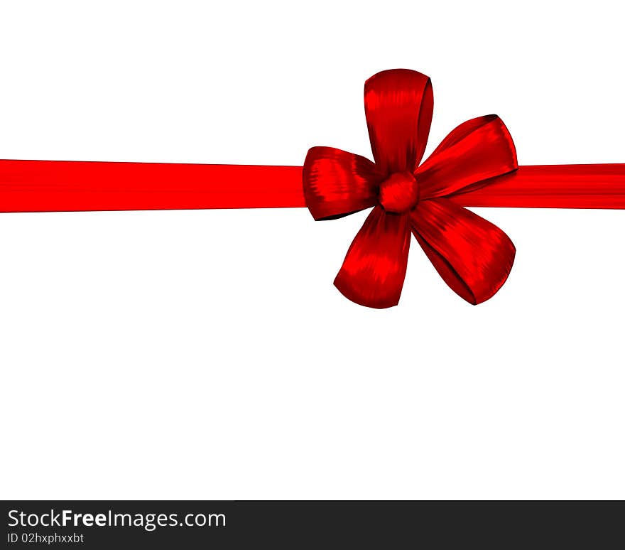 Red ribbon isolated on white background