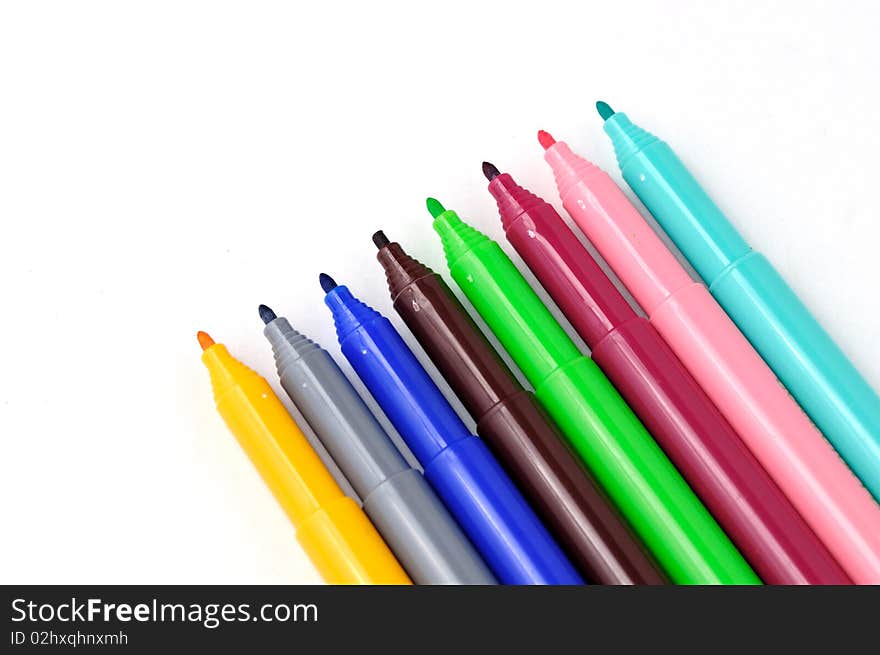 Color pens isolated on white back ground. Color pens isolated on white back ground