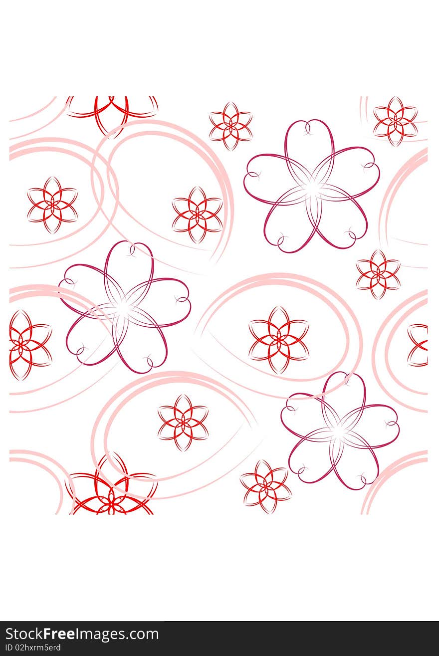 Colorful seamless pattern - pink flowers on background