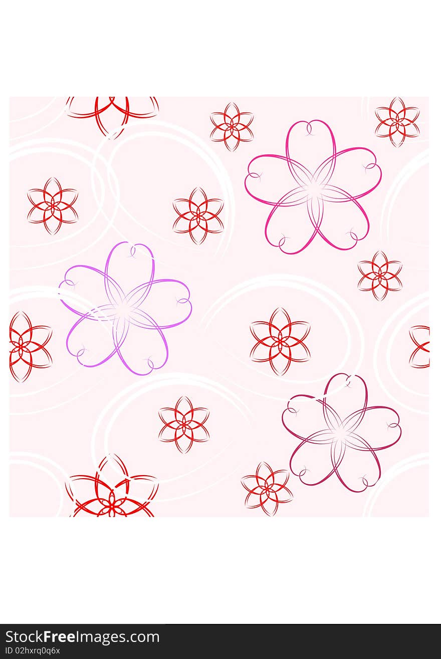 Colorful seamless pattern - pink flowers on background