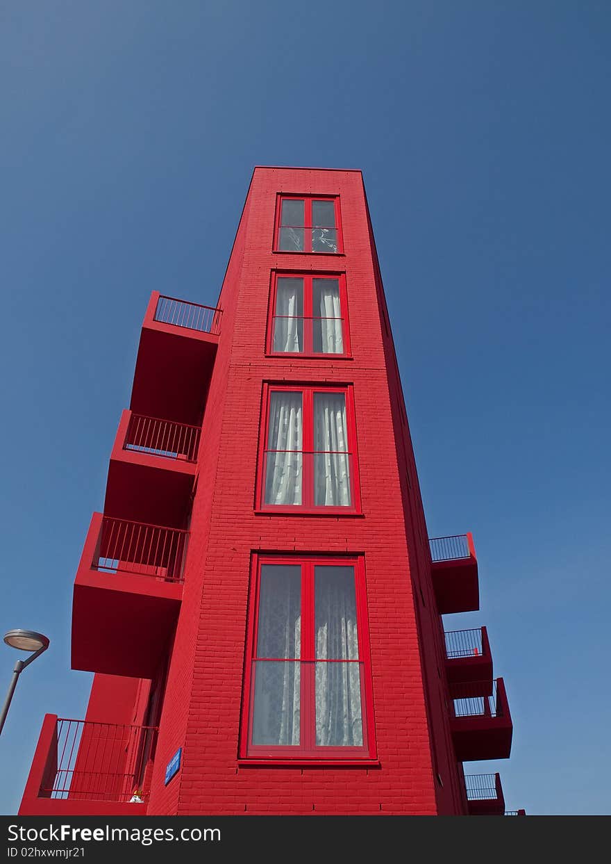 Red apartments in Almere Netherlands