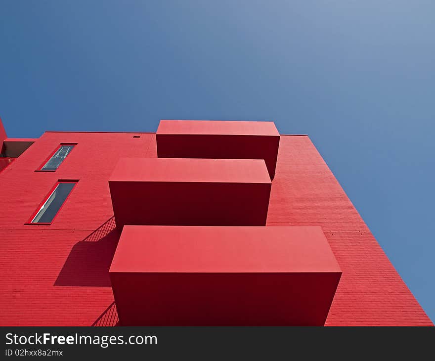 Red apartments in Almere Netherlands