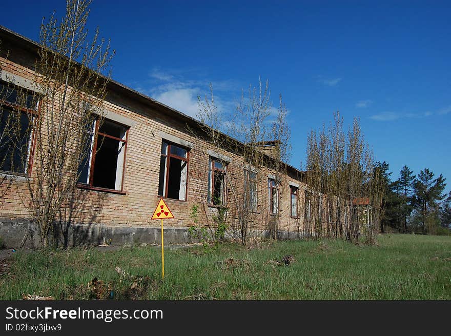 Near Chernobyl area. Modern ruins. Ukraine. Kiev region. Near Chernobyl area. Modern ruins. Ukraine. Kiev region