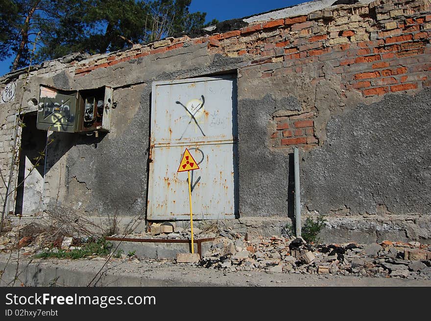 Near Chernobyl area. Modern ruins. Ukraine. Kiev region. Near Chernobyl area. Modern ruins. Ukraine. Kiev region