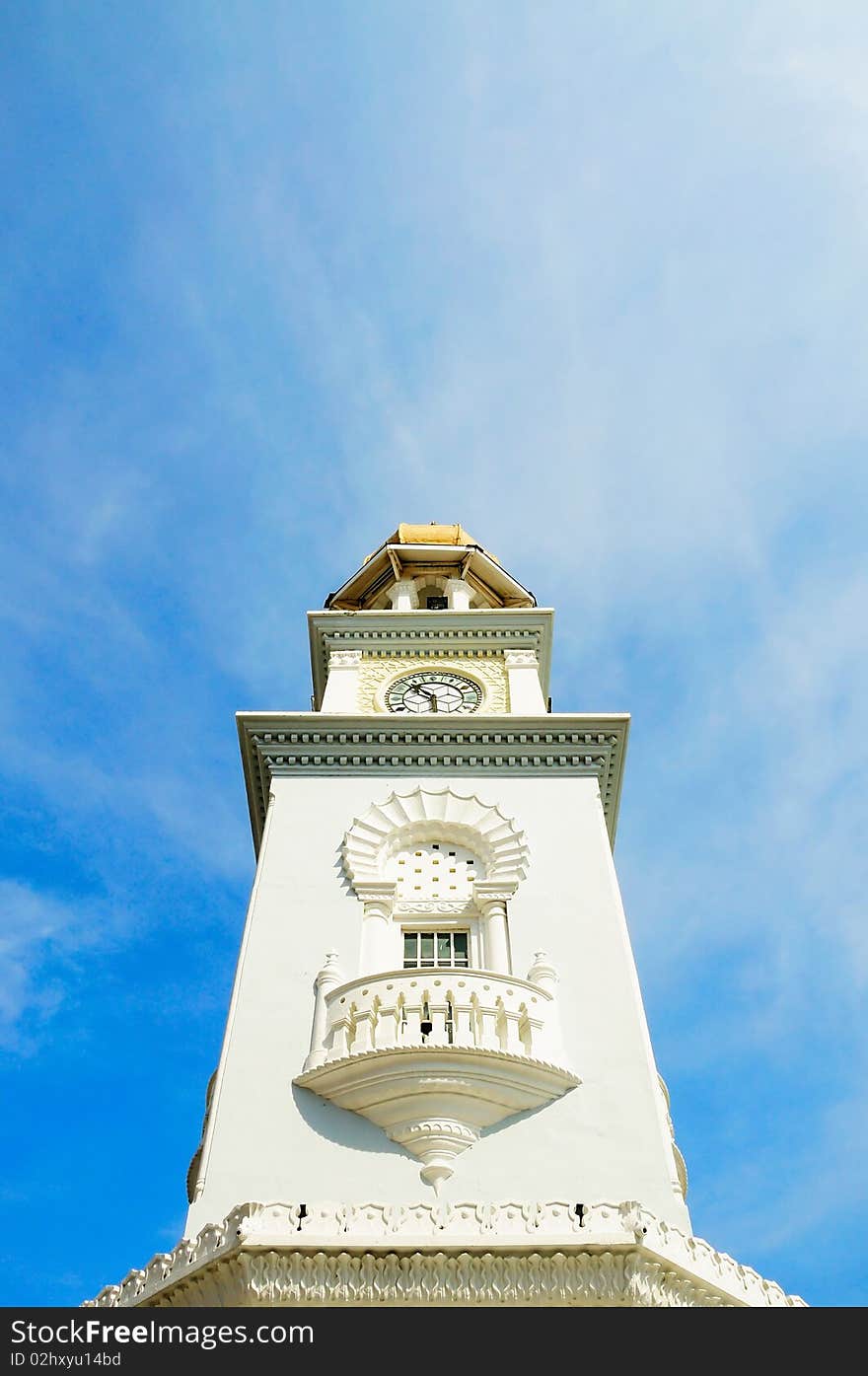 The white clock tower in Penang. The white clock tower in Penang