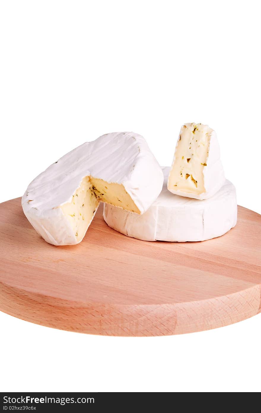 Camembert round cheese.