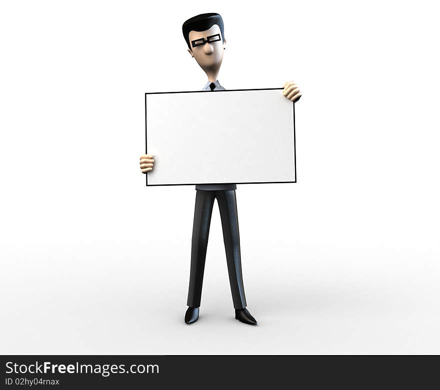 A stylized business men with a blank billboard