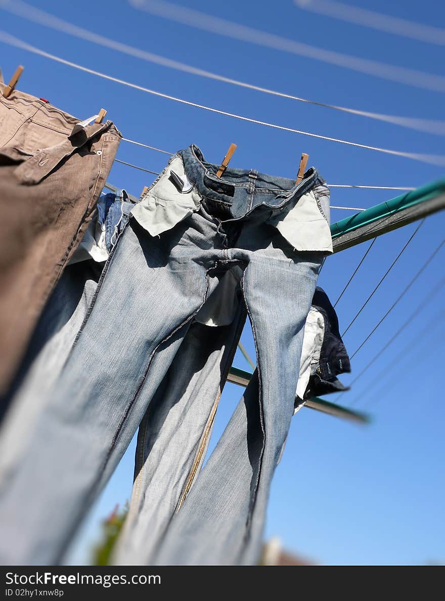 Laundry which hangs out to dry. Laundry which hangs out to dry