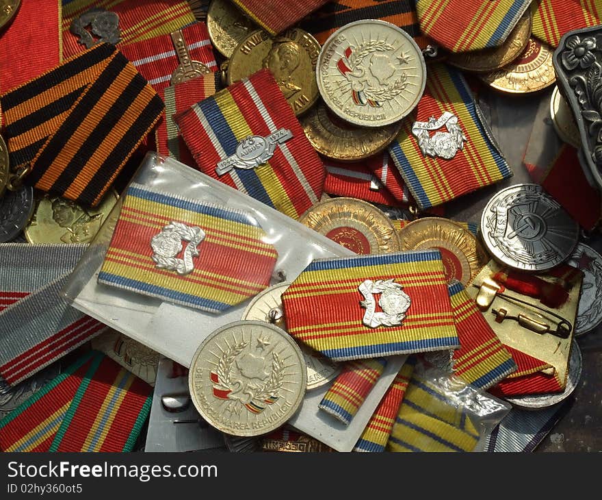 Some Romanian communist medals issued at 25 years of republic proclamation. Some Romanian communist medals issued at 25 years of republic proclamation