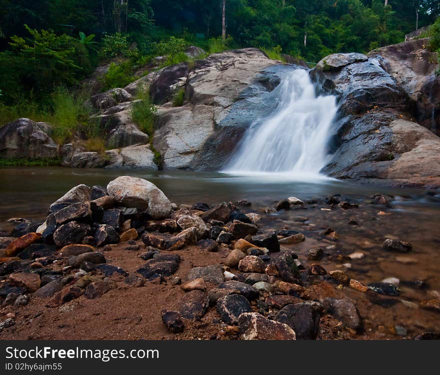 A beautiful scene of Mae Yen waterfall in the early morning. The location is in Pai, Maehongson province, Thailand. A beautiful scene of Mae Yen waterfall in the early morning. The location is in Pai, Maehongson province, Thailand.