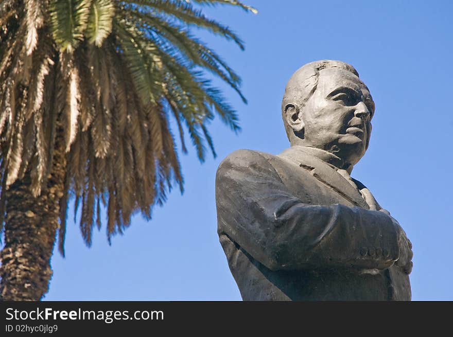 Hipolito Yrigoyen statue located al a central park. Hipolito Yrigoyen statue located al a central park