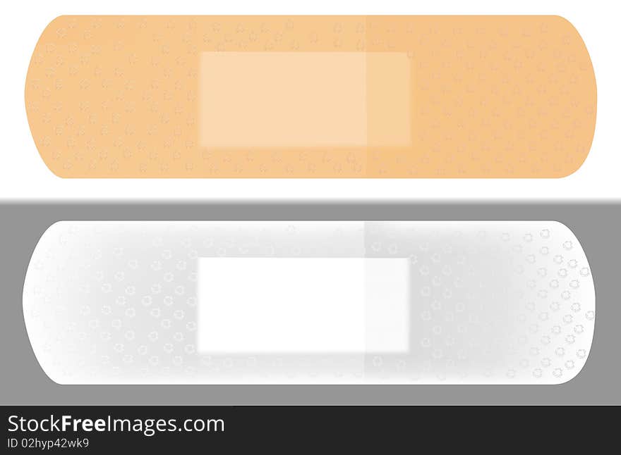 Image of two plasters on two different backgrounds. Image of two plasters on two different backgrounds