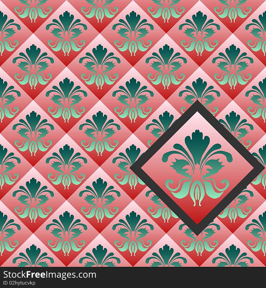 Retro-styled seamless pattern on white background. Gradient used.