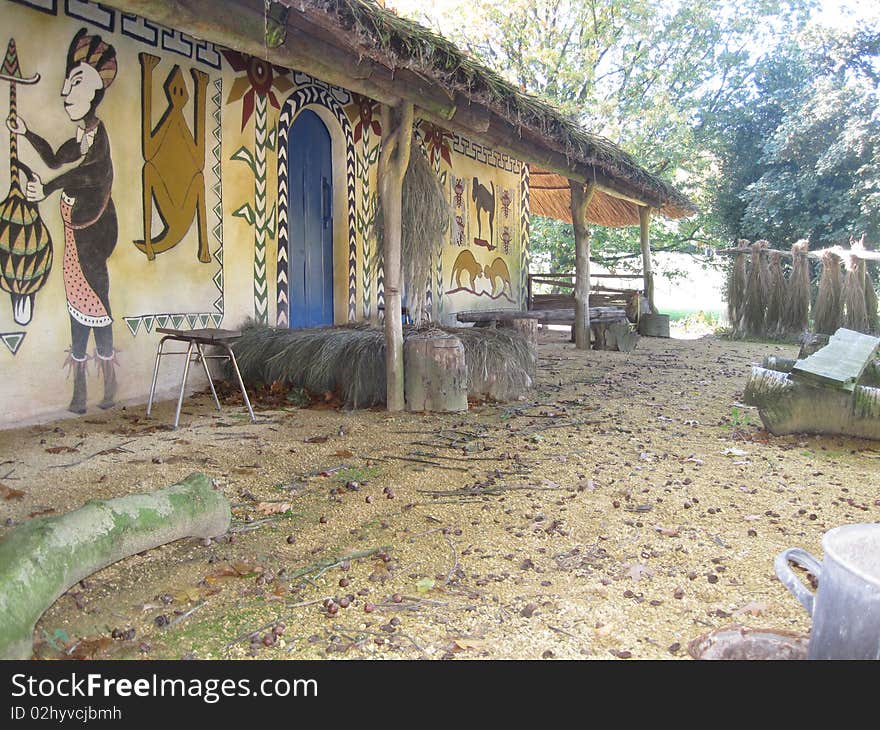 Beaitifull african housebuilding with unique wallpainting. Beaitifull african housebuilding with unique wallpainting