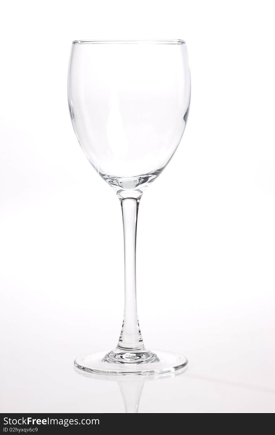 Drink series: empty wine glass over white. Drink series: empty wine glass over white