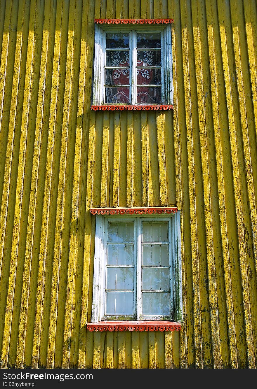 Two old wooden windows in an old Lithuanian farm building. Two old wooden windows in an old Lithuanian farm building.