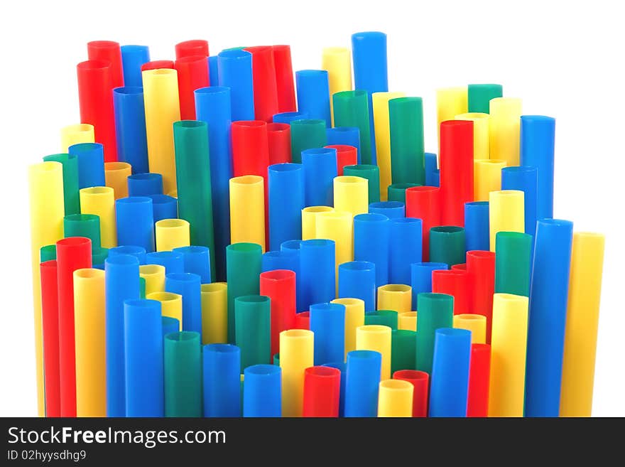 Colored Straws On White Background