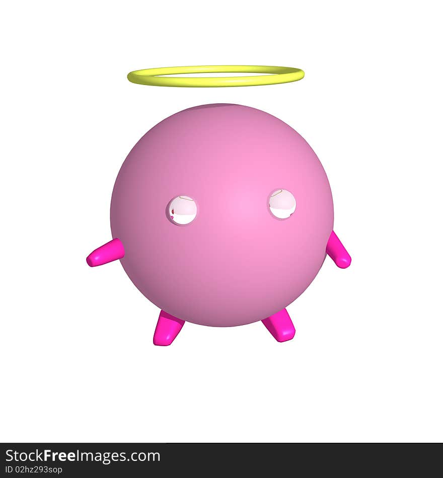 A pink Angel with a Halo and a white background (3d illustration). A pink Angel with a Halo and a white background (3d illustration)