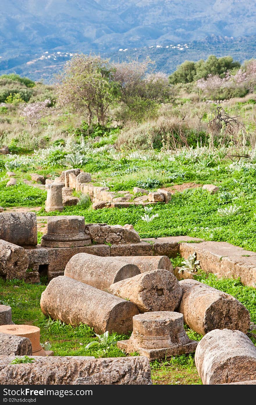 House with peristyle yard, period of Roman domination at Ancient Aptera in Crete, Greece