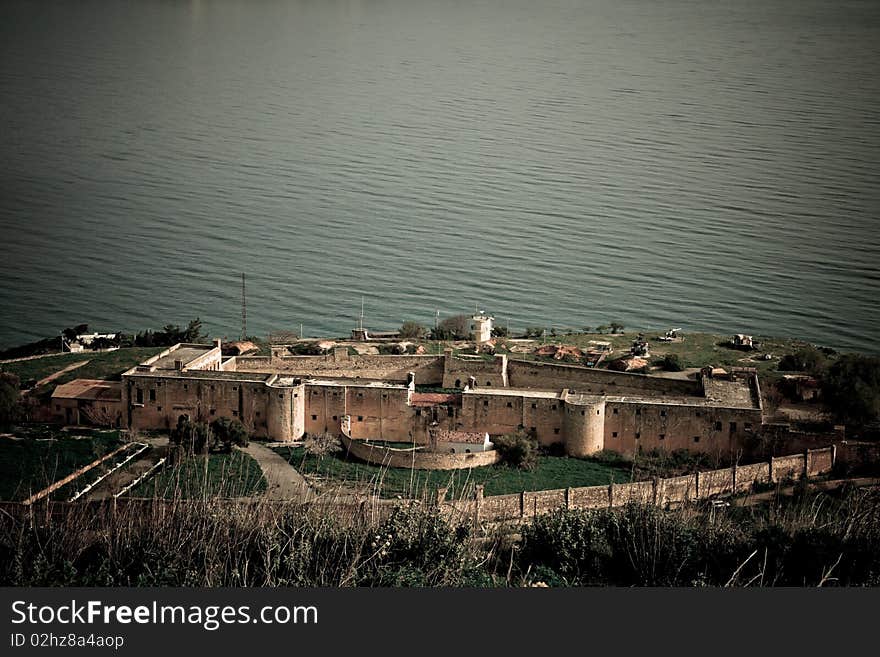 Intzendin Fortress seen from Koulos Fortress in Crete, Greece