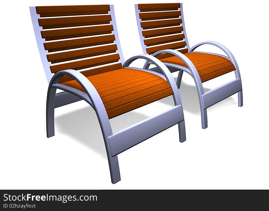 3D rendered deck chair, can be used for print or web. 3D rendered deck chair, can be used for print or web