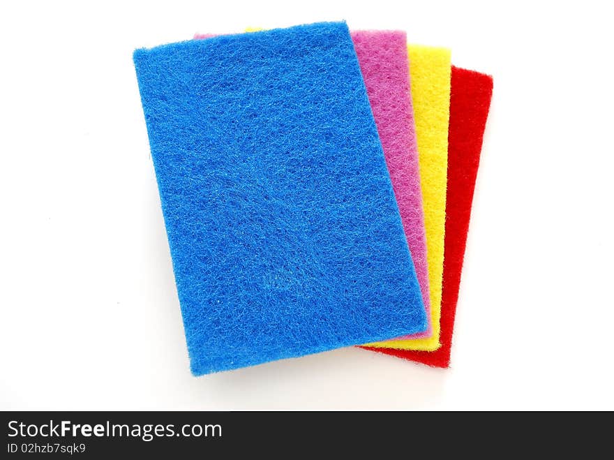 Colorful sponges used for cleaning and washing. For cleaning equipment and supplies. Colorful sponges used for cleaning and washing. For cleaning equipment and supplies.