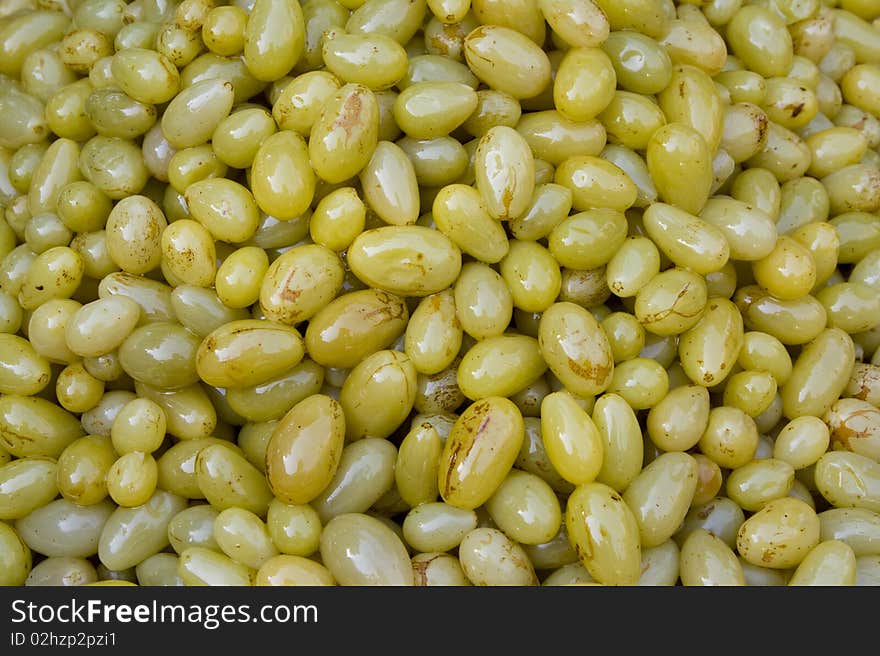 Green grapes at a farmers market