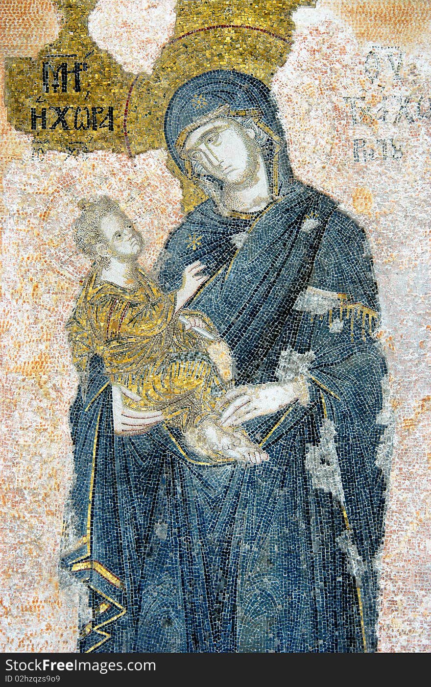 The Virgin with the Christ Child, mosaic from Chora church in Istanbul, Turkey. The Virgin with the Christ Child, mosaic from Chora church in Istanbul, Turkey