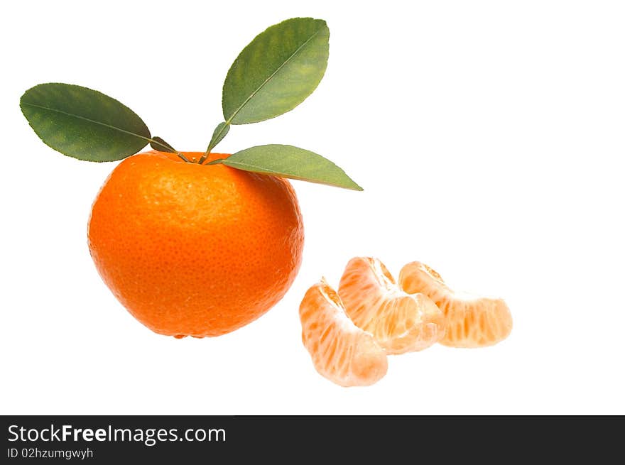 Orange mandarin or tangerine isolated over white