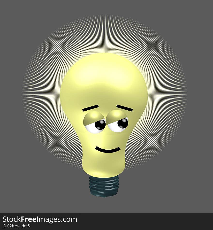 Lighting bulb with a little ironic face